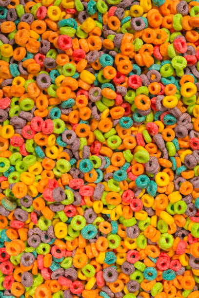 istock Sweet multicolored flakes, cereal loops. 1370708098