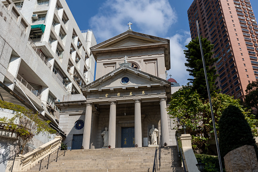 Hong Kong - February 15, 2022 :  St. Margaret's Church at Broadwood Road, Happy Valley, Hong Kong. It was established by the then PIME priests, with its foundation stone laid in 1923.
