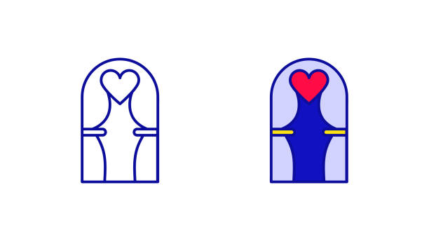 ilustrações de stock, clip art, desenhos animados e ícones de modern heart marriage place icon set. modern simple honeymoon, marriage and wedding. - honeymoon wedding married engagement