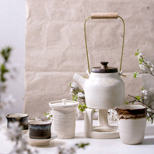 istock White and black handmade ceramic teapot for tea ceremony 1370713909