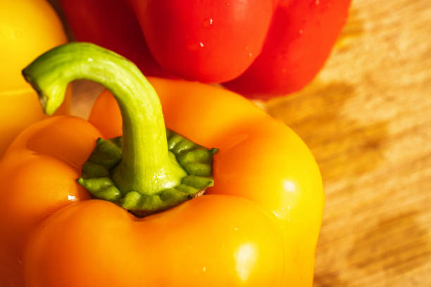 fresh peppers closeup colorful pattern background.