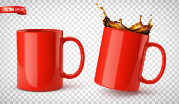 ベクトル現実的なマグカップ - red backgound点のイラスト素材／クリップアート素材／マンガ素材／アイコン素材