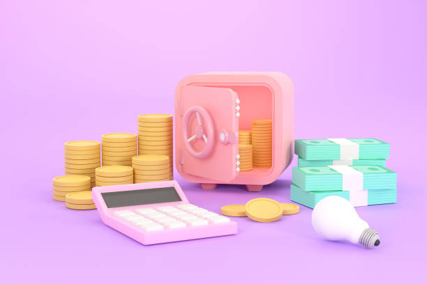 istock Safe, coins, banknotes and calculator. business saving. 1370718524