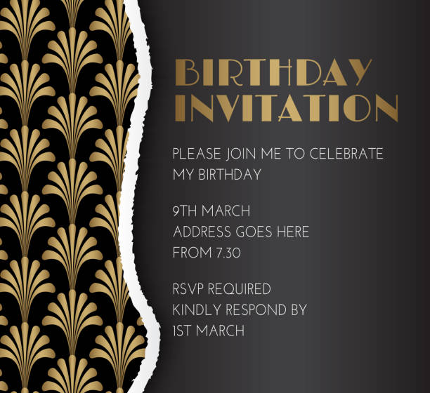 Art Deco Great Gatsby Style Modern Birthday Invitation Design Art Deco Great Gatsby Style Modern Birthday Invitation Design over the hill birthday stock illustrations