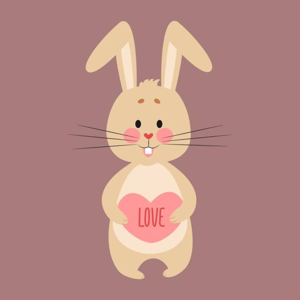 istock Rabbit holding a pink heart. Vector illustration in flat cartoon style 1370719782