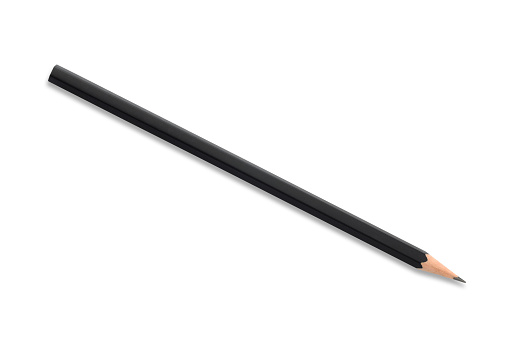 Black pencil isolated on white background. Clipping path included.