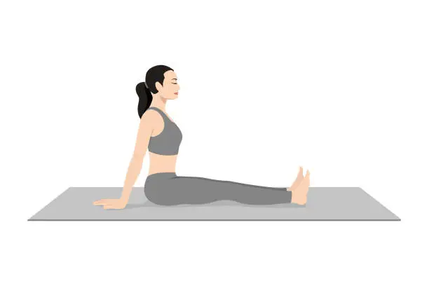 Vector illustration of Staff Pose Hands Back Variation, Dandasana Hasta Back Variation