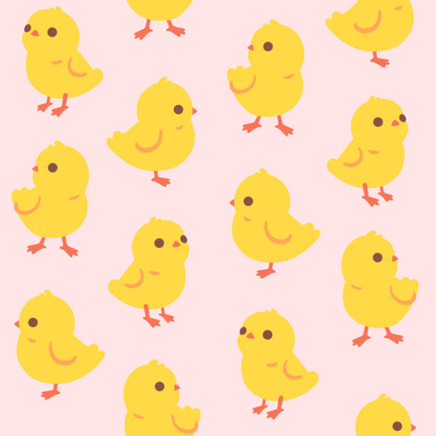 pattern Seamless trendy pattern with chick. Outline vector illustration for prints, clothing, packaging and postcards. background studio water stock illustrations
