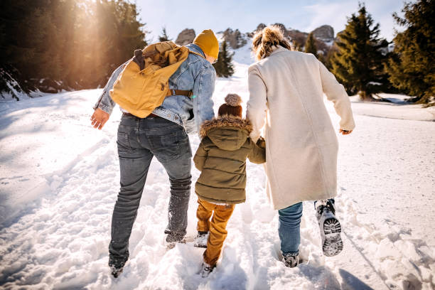 istock Family in a winter walk 1370726512