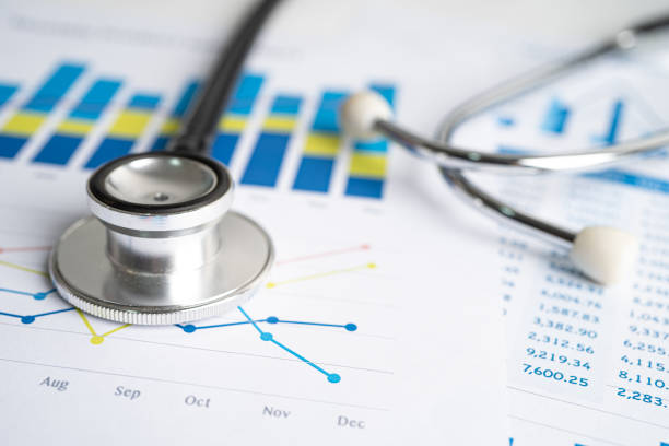 istock Stethoscope on charts and graphs paper, Finance, Account, Statistics, Investment, Analytic research data economy and Business company concept. 1370731111