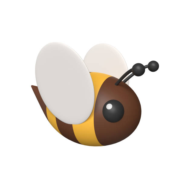 Cute cartoon bee isolated on white background. 3D image.