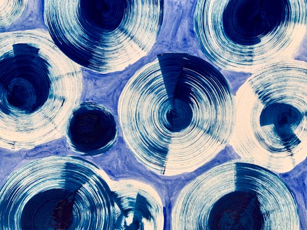 aquarelle et acrylique abstract circles background - art moderne photos et images de collection