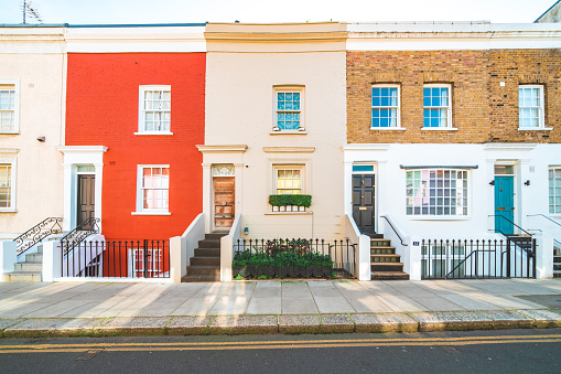 Colorful house entrances in Notting Hill