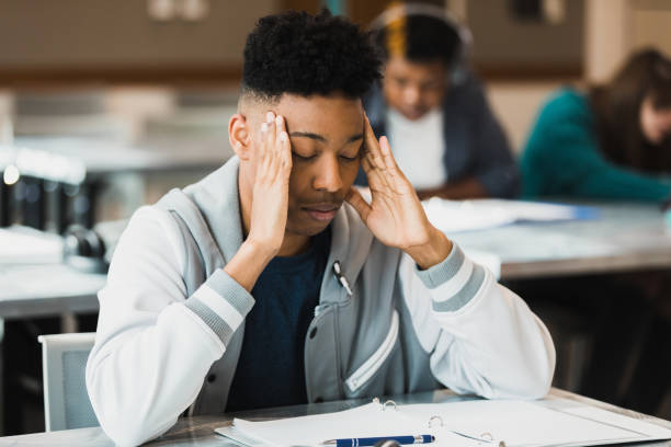 Teen boy is stressed about test