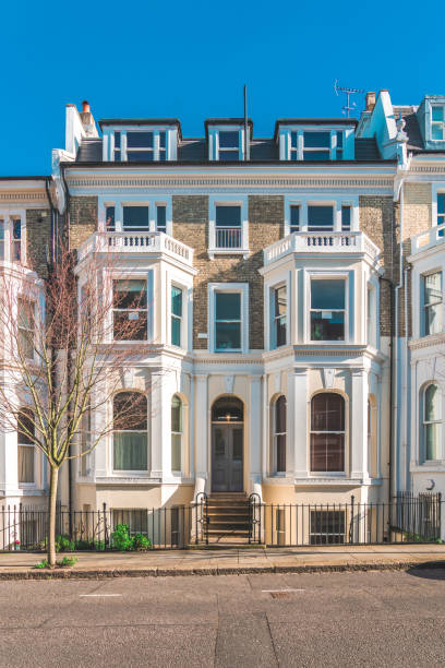 Notting hill area in london england old suburban and antique Notting hill area in london england old suburban and antique window chimney london england residential district stock pictures, royalty-free photos & images