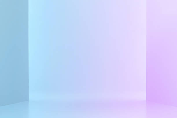 istock Gradient holographic room studio background with light slide. Product presentation display. 1370737704