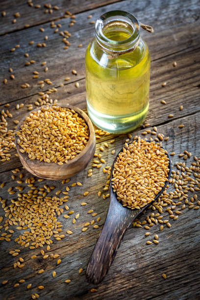 istock Flax seed and oil 1370738766