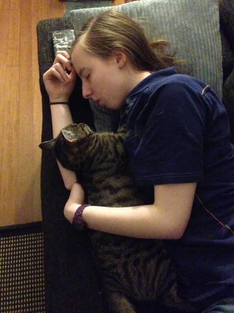 istock Girl sleeping with cat 1370740706