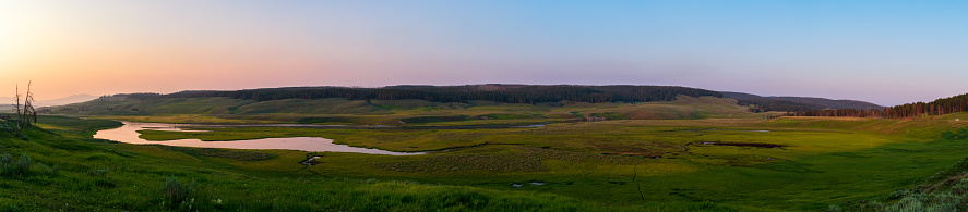 A quiet sunset over Hayden Valley, Yellowstone National Park, USA