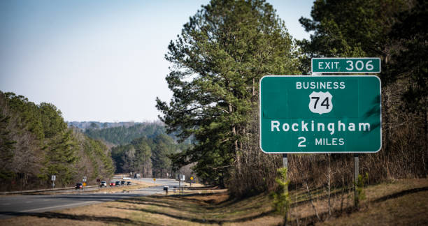 Rockingham, NC, Highway Sign stock photo