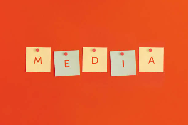istock Mock up sticky notes with MEDIA on red background. Business concept, strategy, planning 1370743614