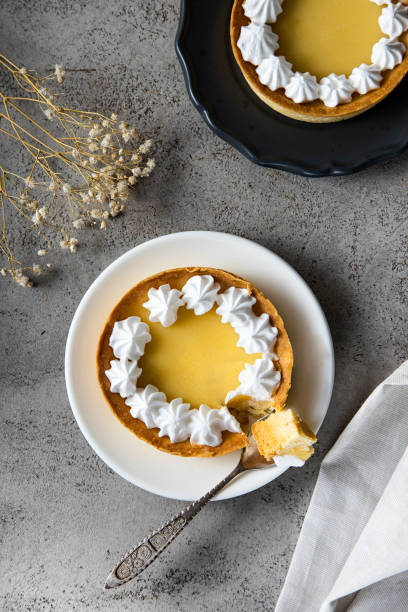 istock Lemon cake with a broken piece with a spoon. Composition top view on a gray stone background 1370752486