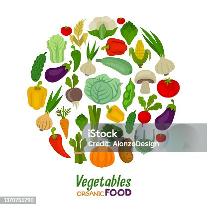 istock Vegetables round composition. Fresh vegetables. Organic Food. 1370755790