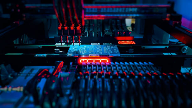 istock Machine Vision inspect PCB for the number, size, and placement of components while Chip Production 1370757424