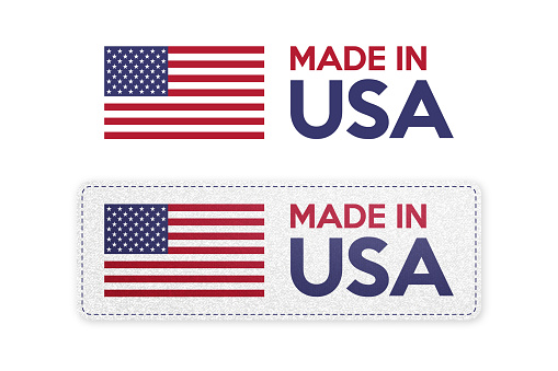 Made in USA. American banner on white background. USA badge stamp. Vector illustration.