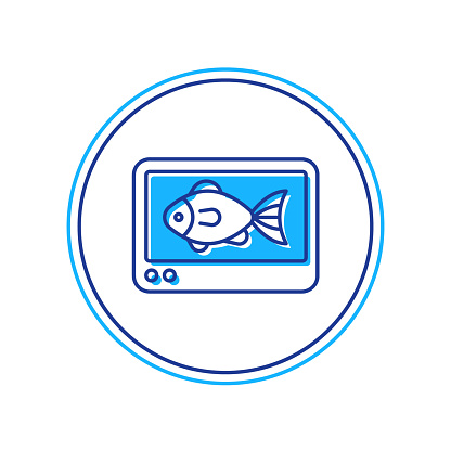 Filled outline Fish finder echo sounder icon isolated on white background. Electronic equipment for fishing. Vector.