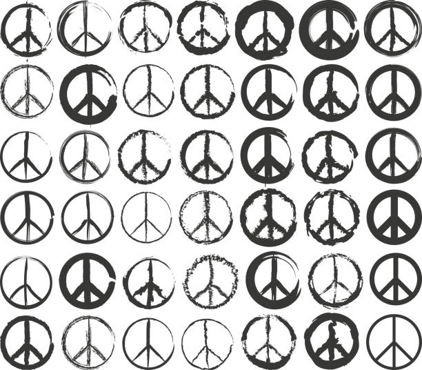 Peace symbol set of isolated stylized peace symbol symbols of peace stock illustrations