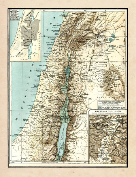 istock Antique map of Israel and Palestinian territories  1898 1370764433