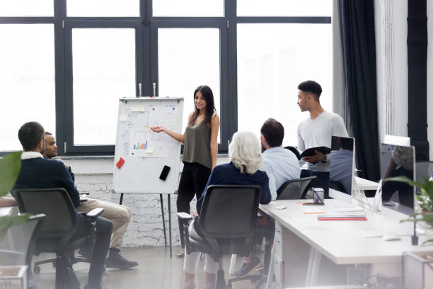 istock Business woman making a presentation at office 1370766095