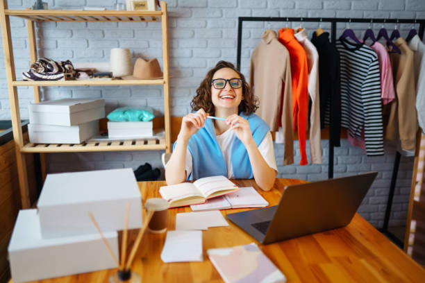 istock Dropshipping business owner working in her office. 1370766150