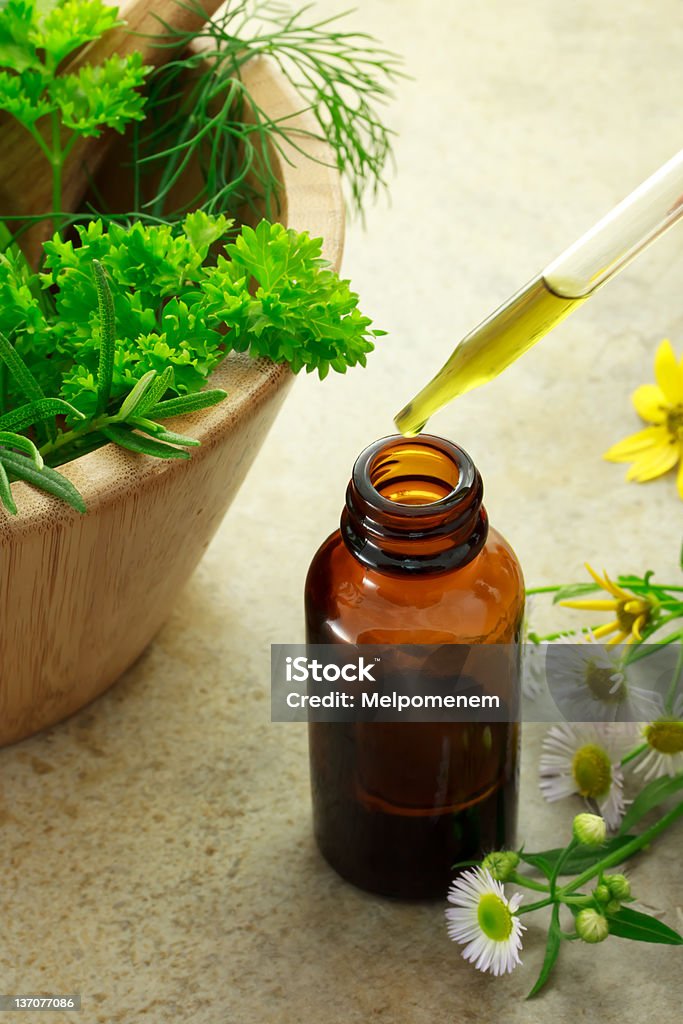 Herbal medicine Herbal medicine with dropper bottle Alternative Medicine Stock Photo