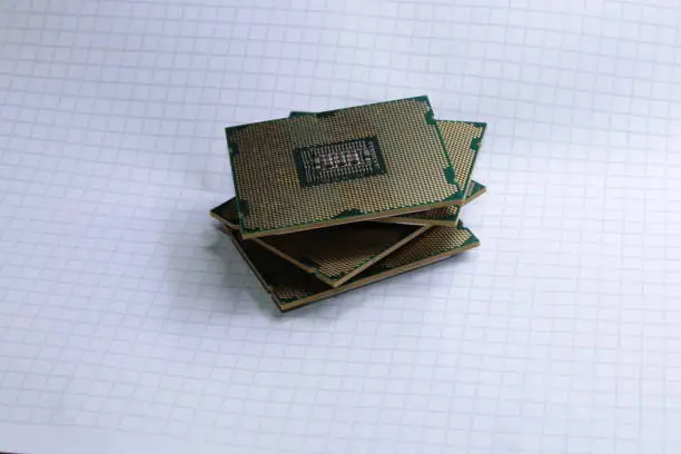 Intel old cpu for pc computer close up macro