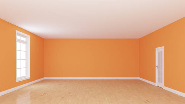 istock Empty Room Interior Concept with a Window and a White Door. 1370784325