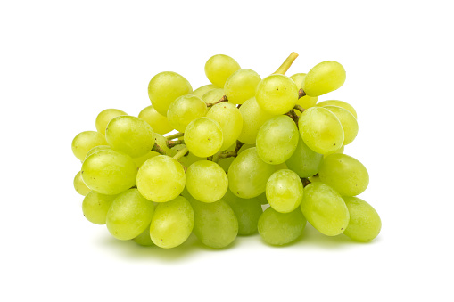 Green or white grapes solated on white background.