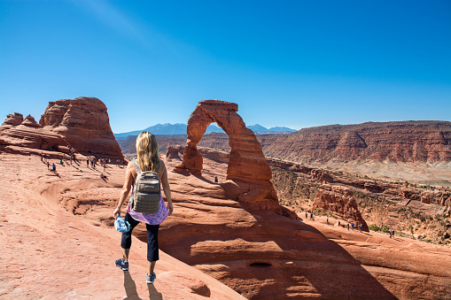 Arches National Park. Moab Utah. Double arches blue sky