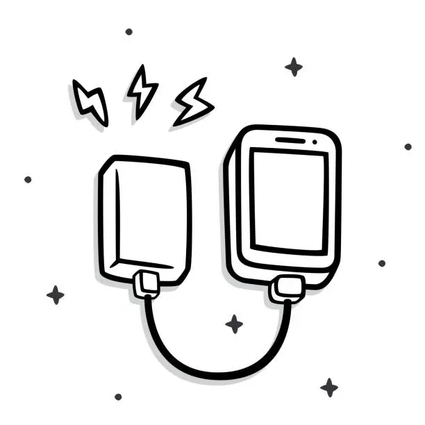 Vector illustration of Smartphone Battery Doodle 5