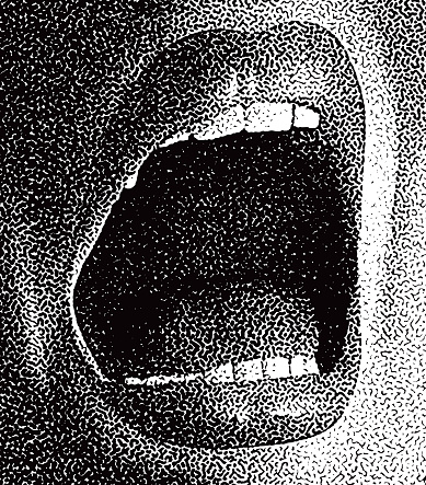 Stipple effect illustration of mouth crying