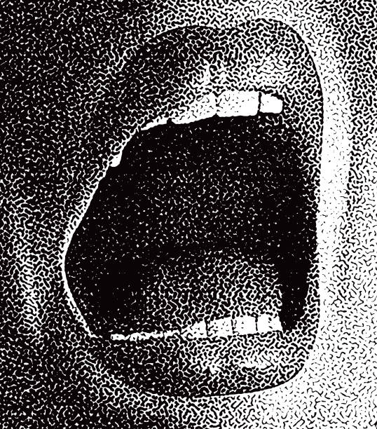 Close up of mouth crying Stipple effect illustration of mouth crying emo stock illustrations