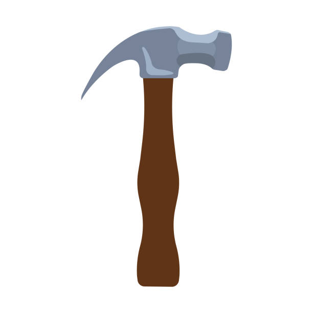 ilustrações, clipart, desenhos animados e ícones de ícone vetorial do martelo. martelo de garra isolado com alça de madeira - claw hammer