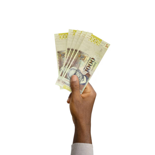 istock Black Hand holding 3D rendered Haitian gourde notes 1370795227
