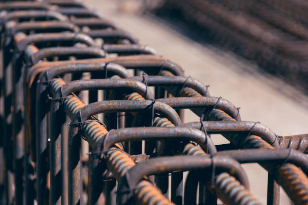 istock Rebar for monolithic work. Billet from reinforcement for concreting. The part is assembled from steel rods twisted by wire for monolithic work. 1370800084