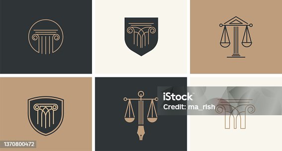 istock Law, finance, attorney and business logo design. Luxury, elegant modern concept design 1370800472