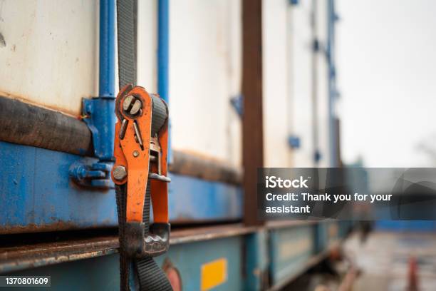 Cargo Strap Lashing On Container Safety In Transportation Stock Photo - Download Image Now