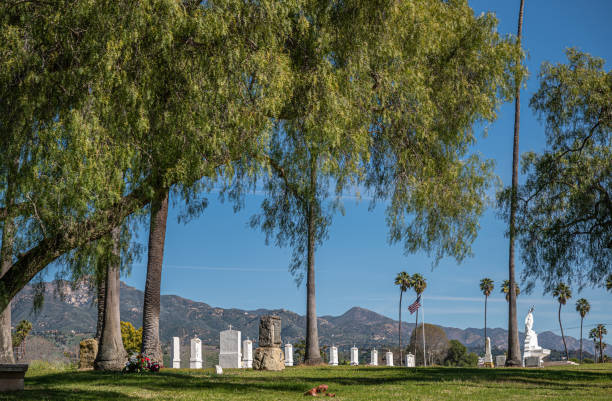 Stations of the Cross landscape, Calvary Cemetery. Santa Barbara, CA, USA stock photo
