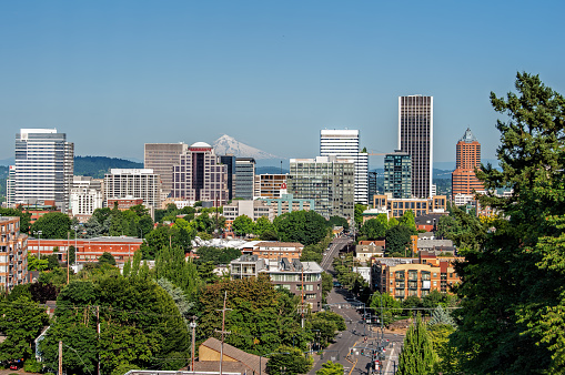 A beautiful summer day in downtown Portland, Oregon.