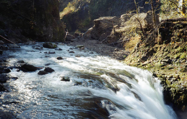 Eagle Creek, Oregon Waterfall Film Shot stock photo